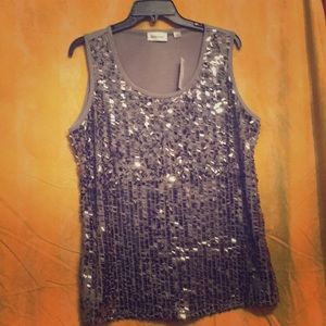Shimmery sleeveless top (1X-see chart)